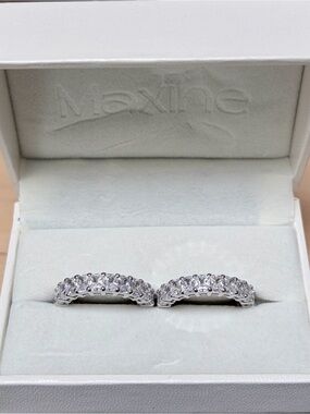 Maxine Sterling Silver and CZ Wedding Eternity Band Size 6